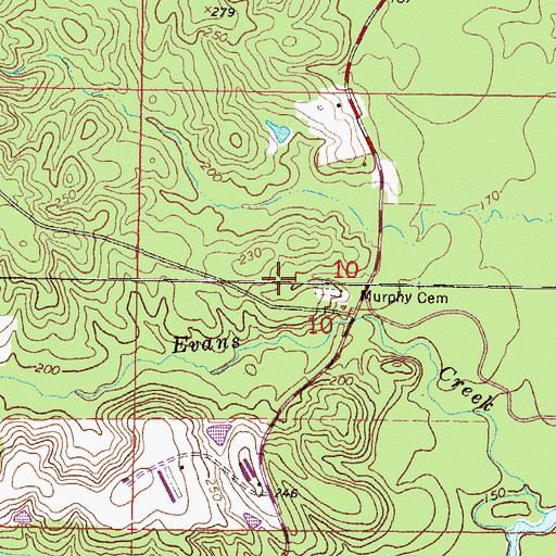 Topographic Map of Murphy Cemetery, MS