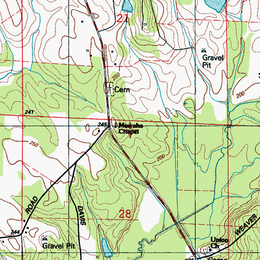Topographic Map of Murrahs Chapel, MS
