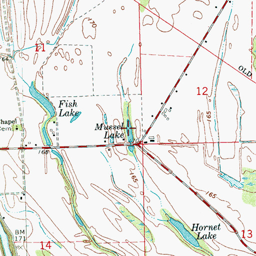 Topographic Map of Mussel Lake, MS