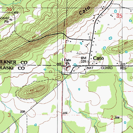 Topographic Map of Cato Methodist Church, AR