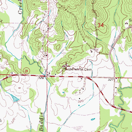 Topographic Map of Musselwhite Cemetery, MS