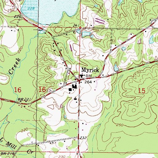 Topographic Map of Myrick, MS