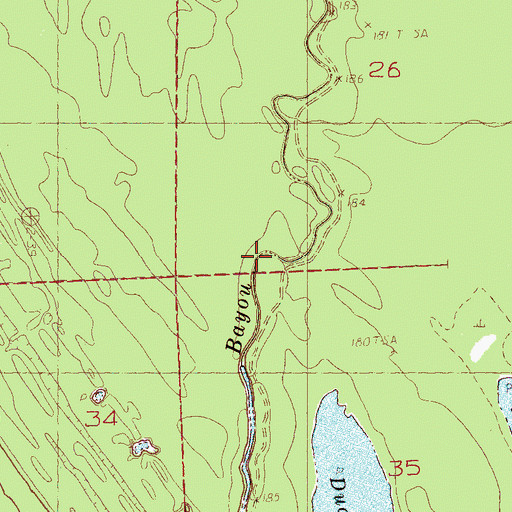Topographic Map of Nails Bayou, MS