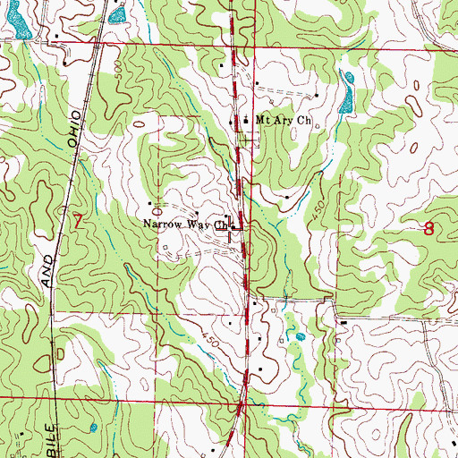 Topographic Map of Narrow Way Church, MS