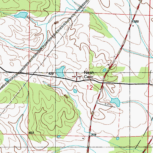 Topographic Map of Nash Cemetery, MS