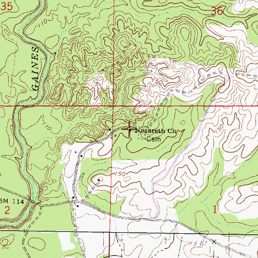 Topographic Map of Nazareth Church, MS