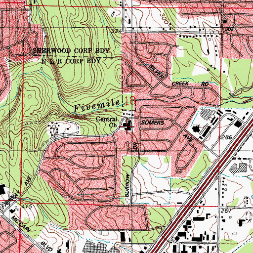 Topographic Map of Central Baptist Church, AR