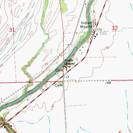 Topographic Map of Neals Chapel, MS