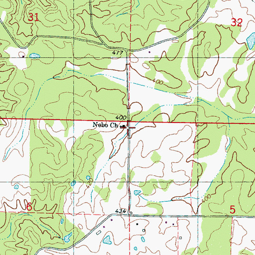 Topographic Map of Nebo Church, MS