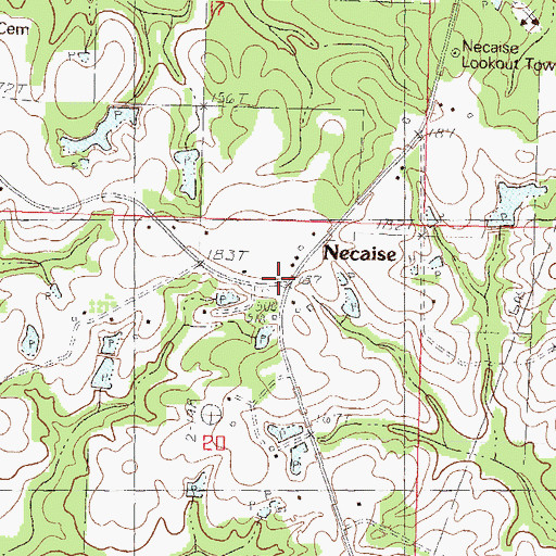 Topographic Map of Necaise, MS
