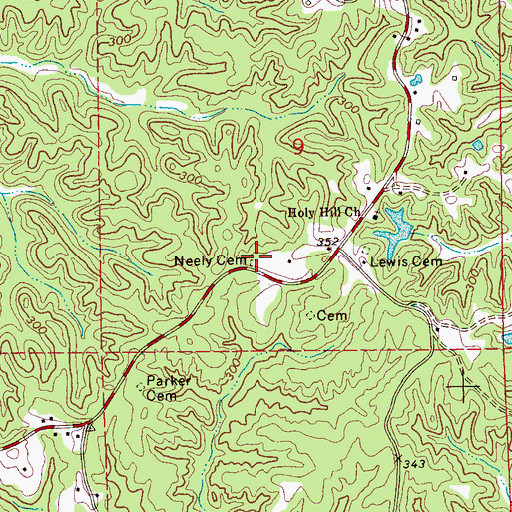Topographic Map of Neely Cemetery, MS
