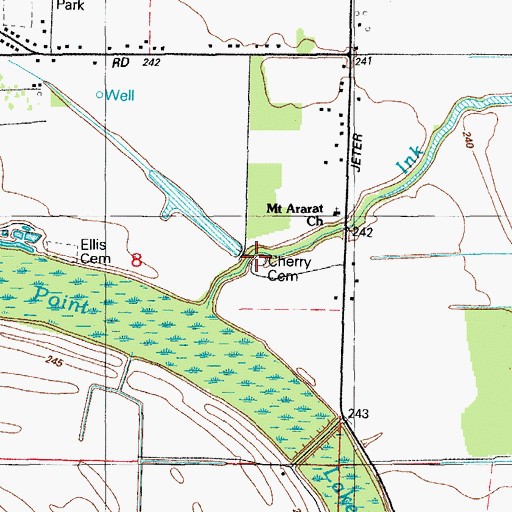 Topographic Map of Cherry Cemetery, AR