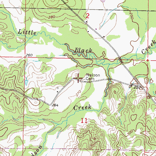 Topographic Map of Nelson Cemetery, MS