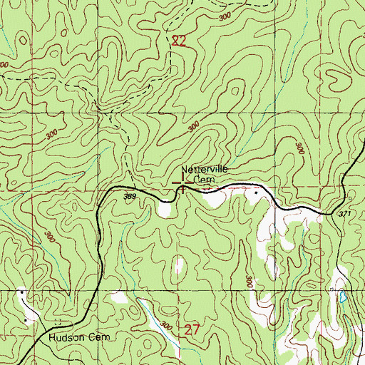 Topographic Map of Netterville Cemetery, MS