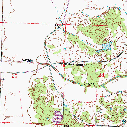 Topographic Map of New Banyon Church, MS