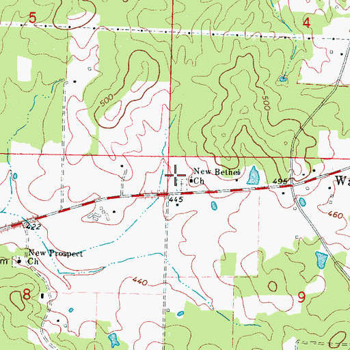 Topographic Map of New Bethel Church, MS