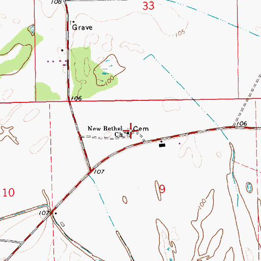 Topographic Map of New Bethel Church, MS