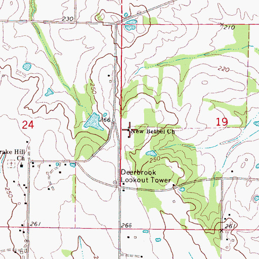 Topographic Map of New Bethel Church, MS
