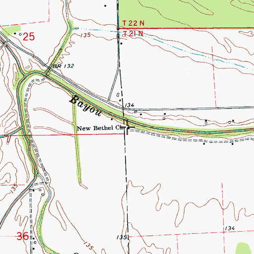 Topographic Map of New Bethel Church, MS