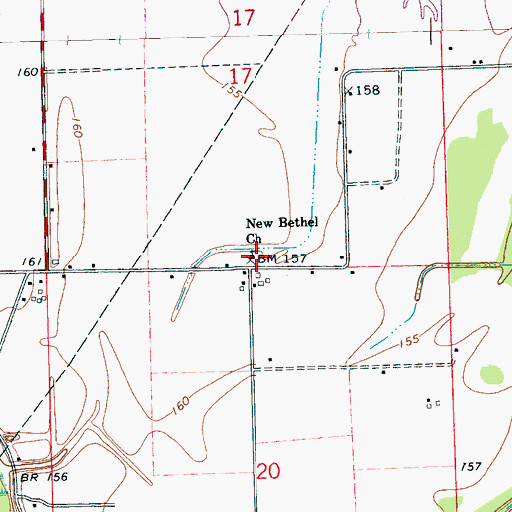Topographic Map of New Bethel Church, MS