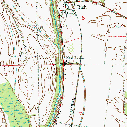 Topographic Map of New Bethel Church, MS