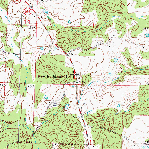 Topographic Map of New Bethlehem Church, MS