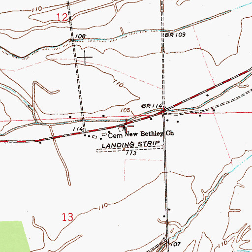 Topographic Map of New Bethley Church, MS