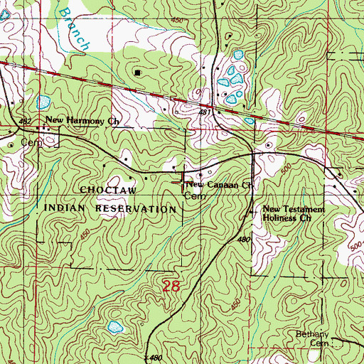 Topographic Map of New Canaan Church, MS