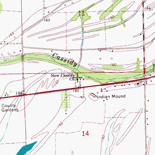 Topographic Map of New Cassidy Church, MS