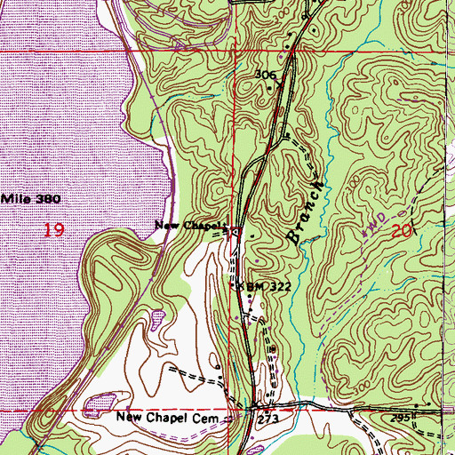 Topographic Map of New Chapel, MS