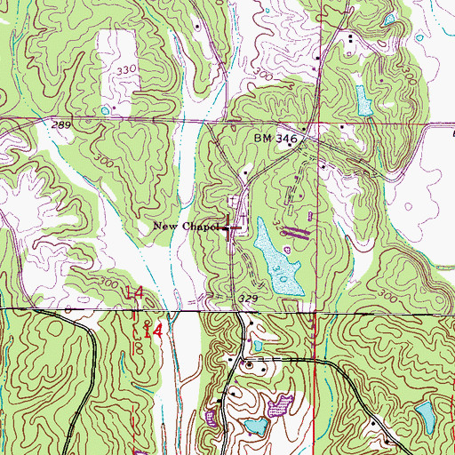 Topographic Map of New Chapel, MS