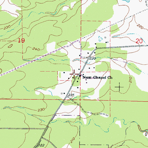 Topographic Map of New Chapel Church, MS