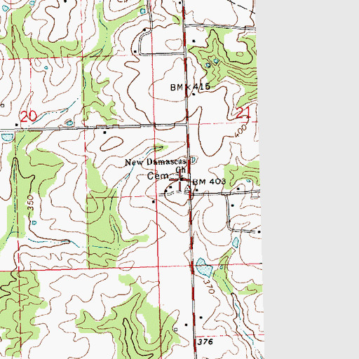 Topographic Map of New Damascus Church, MS