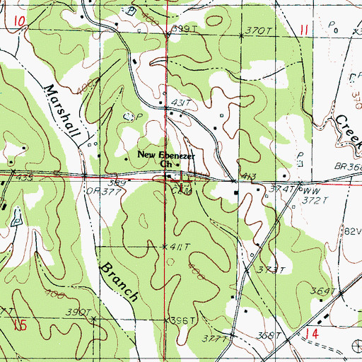 Topographic Map of New Ebenezer Church, MS