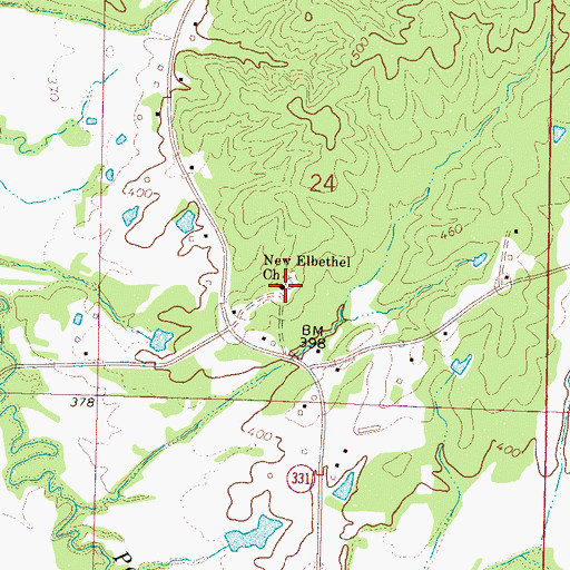 Topographic Map of New Elbethel Church, MS