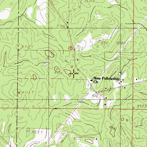 Topographic Map of New Fellowship Baptist Church, MS