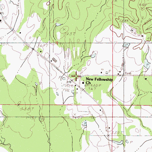 Topographic Map of New Fellowship Baptist Church, MS