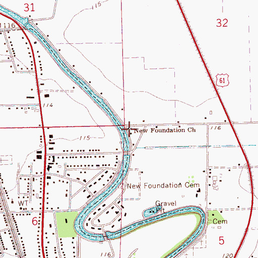 Topographic Map of New Foundation Church, MS