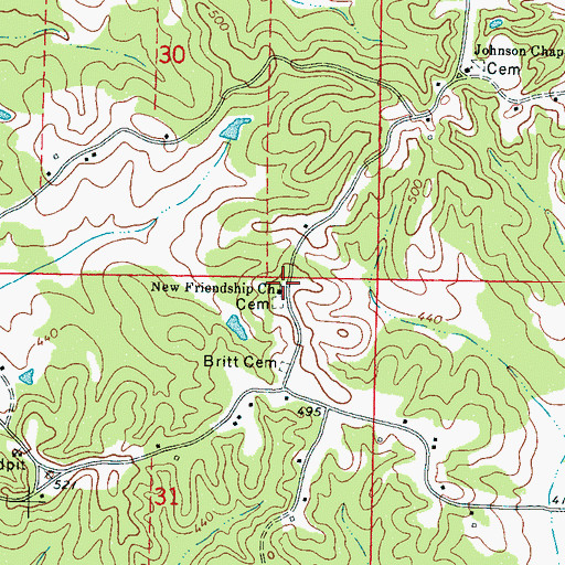 Topographic Map of New Friendship Church, MS