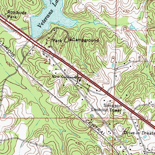 Topographic Map of New Galilee Church, MS