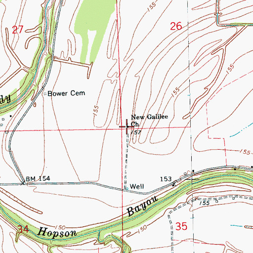 Topographic Map of New Galilee Church, MS