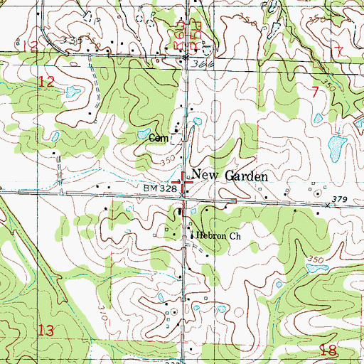 Topographic Map of New Garden, MS