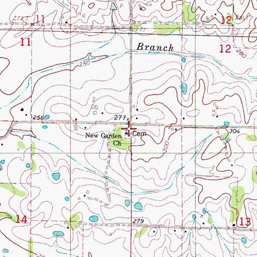 Topographic Map of New Garden Church, MS