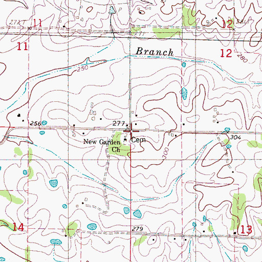 Topographic Map of New Garden School, MS