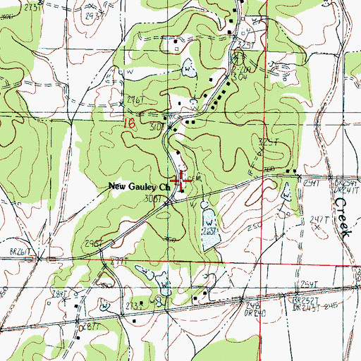 Topographic Map of New Gauley Church, MS