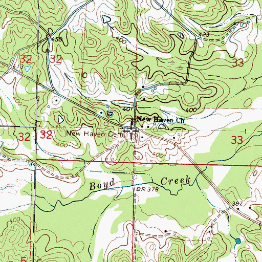 Topographic Map of New Haven Cemetery, MS