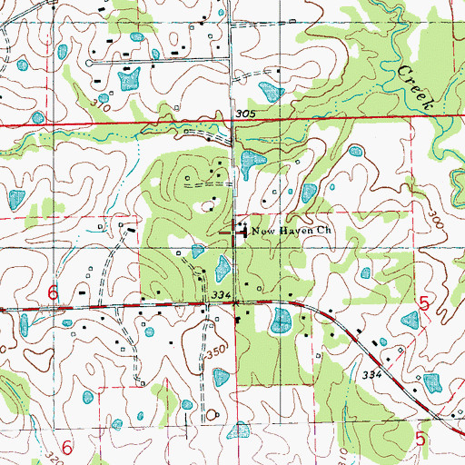 Topographic Map of New Haven Church, MS