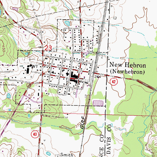 Topographic Map of New Hebron, MS