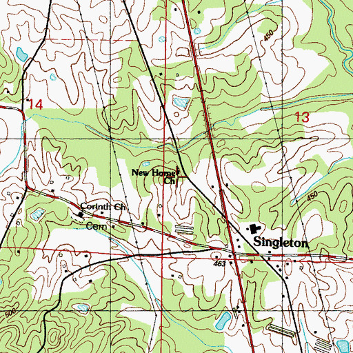 Topographic Map of New Home Church, MS