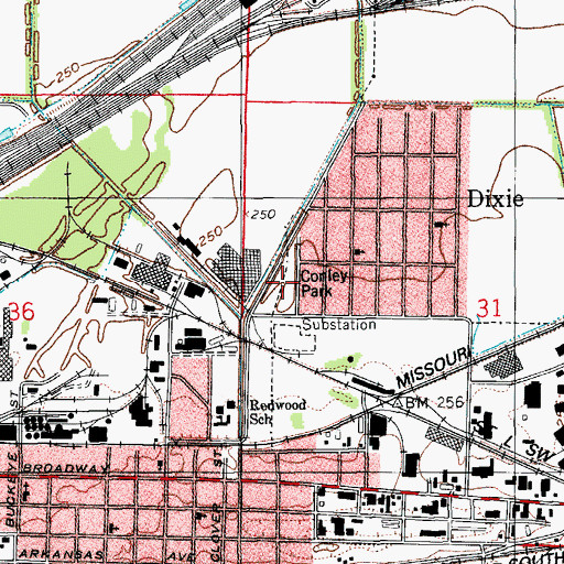 Topographic Map of Conley Park, AR